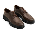 Genuine Leather Chunky Apron-Toe Derby - Brown