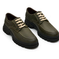 Genuine Leather Chunky Apron-Toe Derby - Pistachio