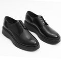 Genuine Leather Chunky Brogue Derby - Black
