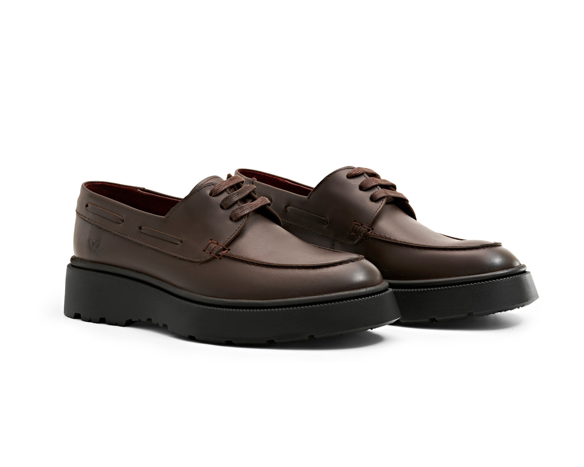 Genuine Leather Chunky Derby - Brown