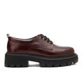 Genuine Leather Women's Chunky Sole Derby – Red